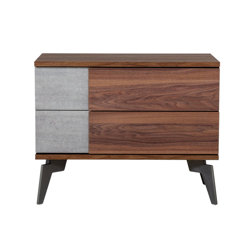 Nova Domus Palermo Modern Italian Faux Concrete & Walnut Nightstand Model VGACPALERMO-WAL-NS