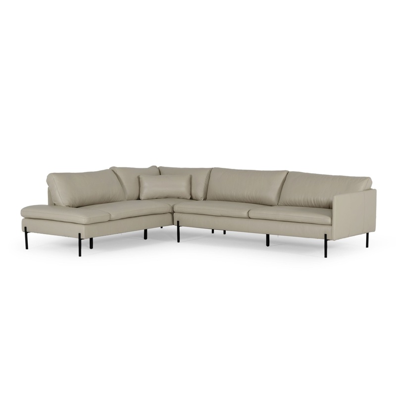 Divani Casa Sherry Modern Grey Leather Left Facing Sectional Sofa Model VGKKKF.1061Z-GRY-LAF-SECT