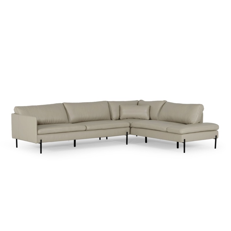 Divani Casa Sherry Modern Grey Leather Right Facing Sectional Sofa Model VGKKKF.1061Z-GRY-RAF-SECT
