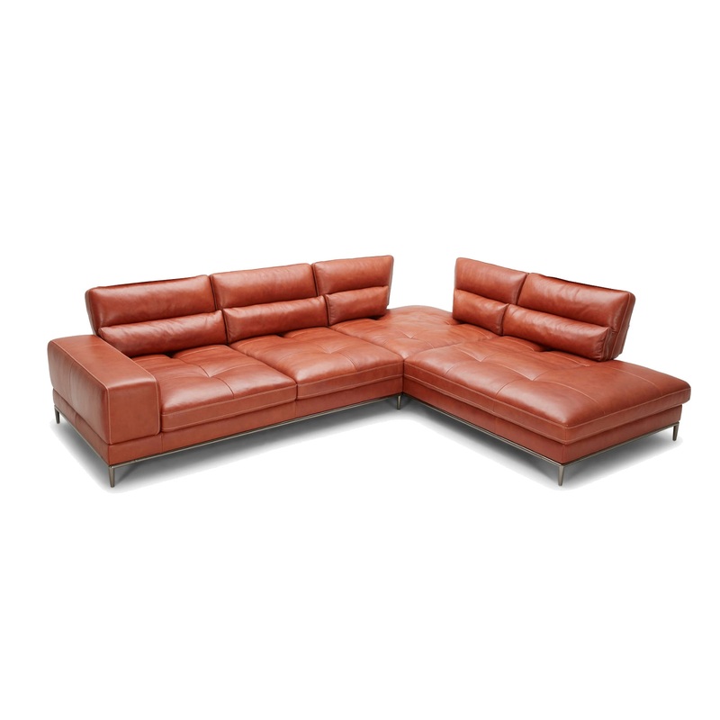 Divani Casa Kudos Modern Cognac Raf Chaise Sectional Sofa Model VGKK5309-RAF-SECT