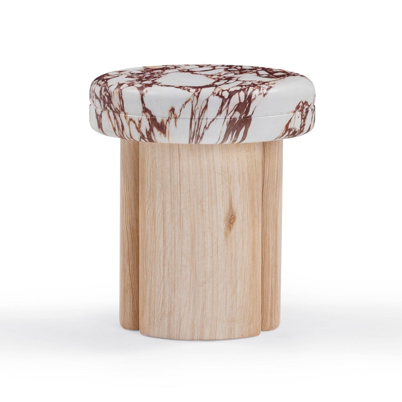 Sheila Wood and Breccia Capraia Textured Concrete Side Table Model: TOV-OC54467