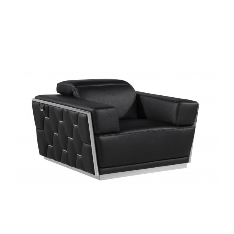 1111 DivanItalia Black Chair  Top Grain Italian LeatherModel:  1111-BLACK-CH