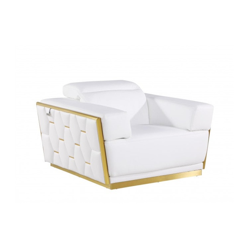 1111 DivanItalia White Chair  Top Grain Italian LeatherModel:  1111-WHITE-CH