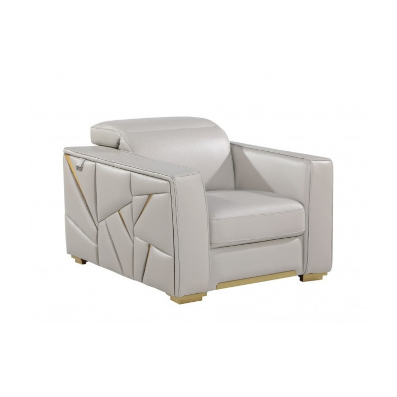 1120 DivanItalia Light Gray Chair  Top Grain Italian LeatherModel:  1120-LT-GREY-CH