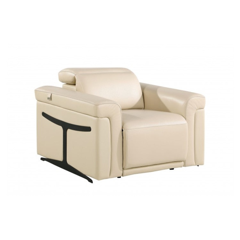 1126 DivanItalia Beige Top Grain Italian Leather Power Reclining Chair with Power HeadrestModel:  1126-BEIGE-CH