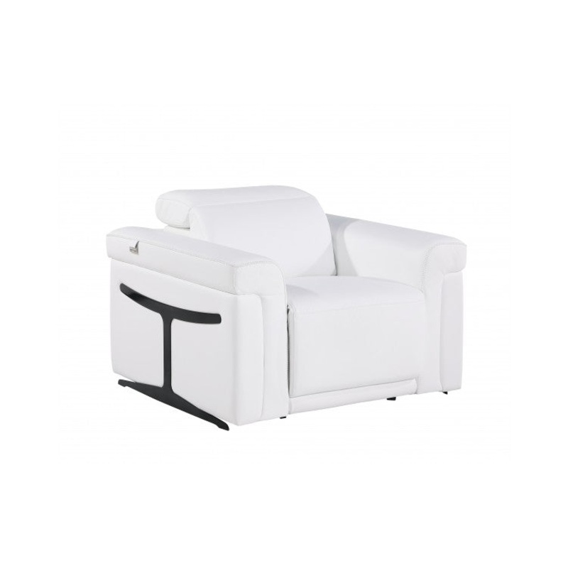 1126 DivanItalia White Top Grain Italian Leather Power Reclining Chair with Power HeadrestModel:  1126-WHITE-CH