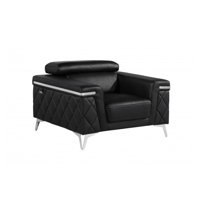 1140 DivanItalia Black Chair  Top Grain Italian LeatherModel:  1140-BLACK-CH