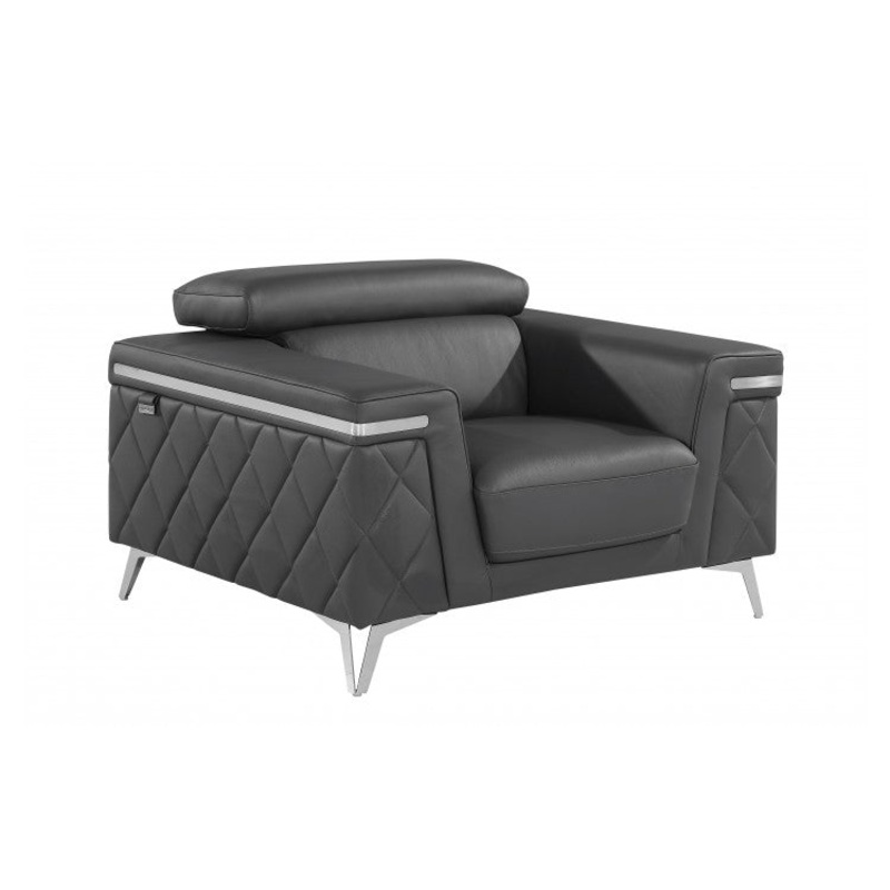 1140 DivanItalia Dark Gray Chair  Top Grain Italian LeatherModel:  1140-DK-GREY-CH