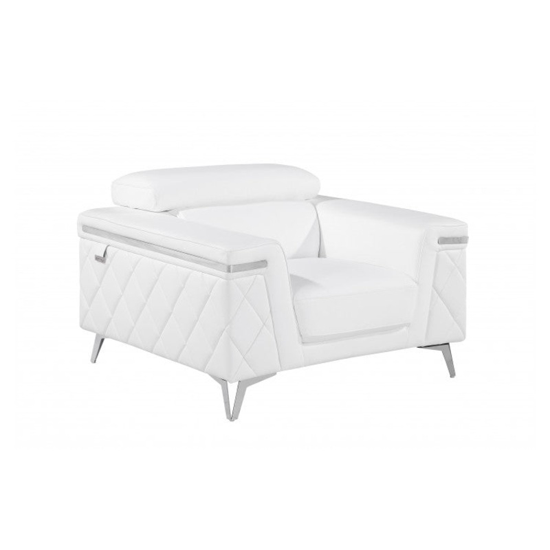 1140 DivanItalia White Chair  Top Grain Italian LeatherModel:  1140-WHITE-CH