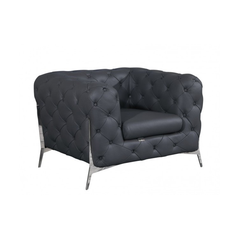 970 DivanItalia Dark Gray Chair  Top Grain Italian LeatherModel:  970-DK_GRAY-CH