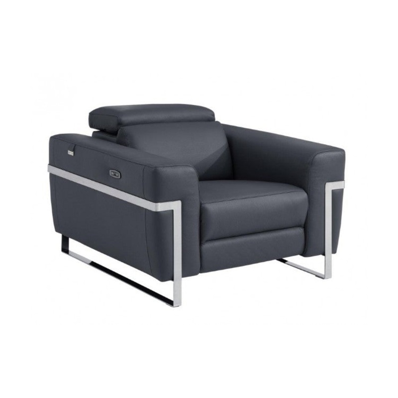 990 DivanItalia Dark Gray Top Grain Italian Leather Power Reclining ChairModel:  990-DK-GRAY-CH