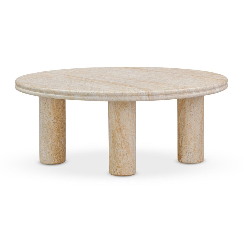 Amora Faux Travertine Indoor/Outdoor 32 Round Accent Table Model: TOV-OC54412