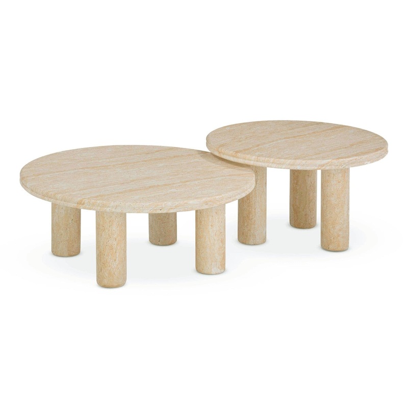 Amora Faux Travertine Indoor/Outdoor Nesting Accent Tables Model: TOV-OC54411-OC54412
