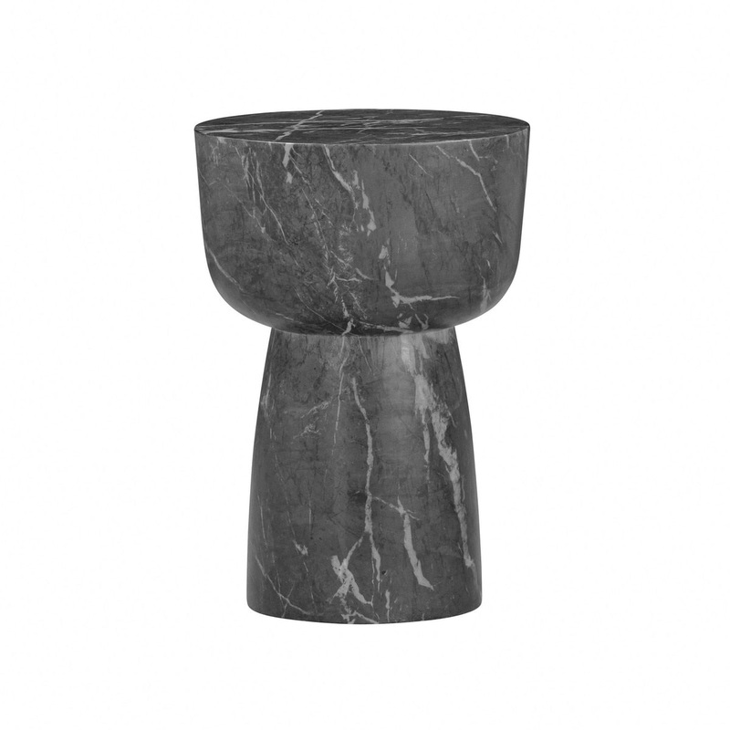 Charra Black Faux Marble Indoor/Outdoor Side Table Model: TOV-OC54404