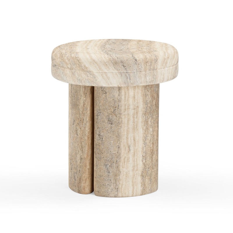 Sheila Travertine Textured Concrete Side Table Model: TOV-OC54466
