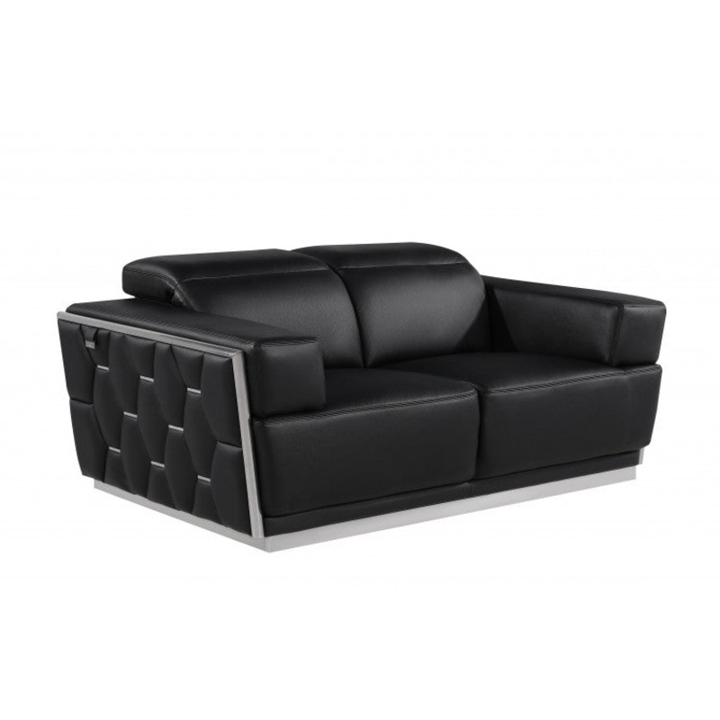 1111 DivanItalia Black Loveseat  Top Grain Italian LeatherModel:  1111-BLACK-L