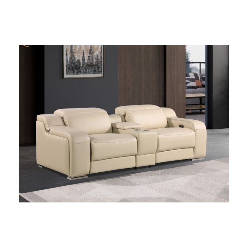 1116 DivanItalia Beige Modular Power Reclining Loveseat with Power HeadrestModel:  1116-BEIGE-3.2-HT