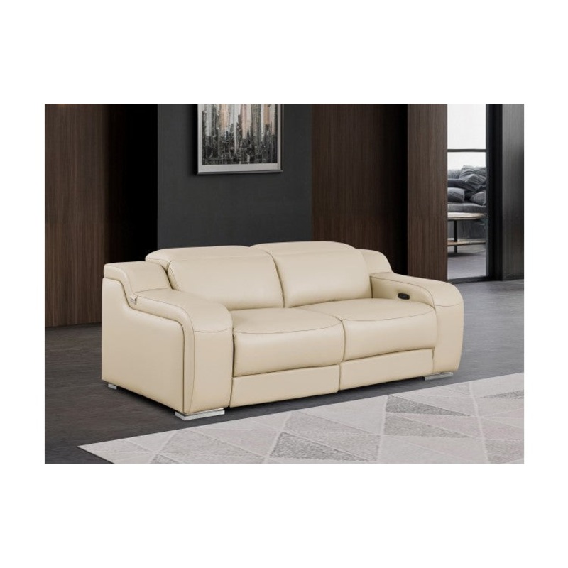 1116 DivanItalia Beige Top Grain Italian Leather Loveseat with Power HeadrestModel:  1116-BEIGE-2.2-HT