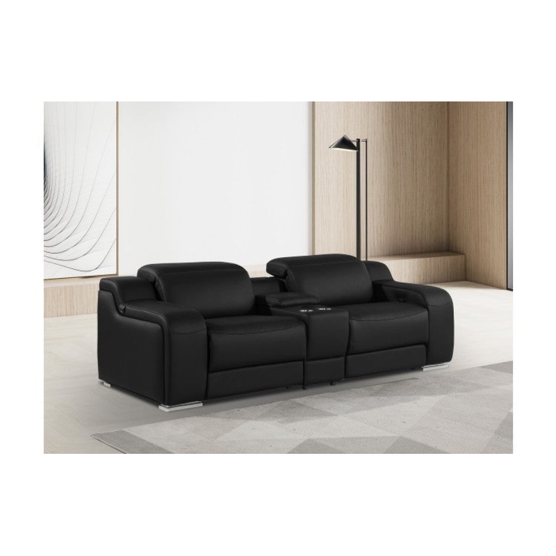 1116 DivanItalia Black Modular Power Reclining Loveseat with Power HeadrestModel:  1116-BLACK-3.2-HT