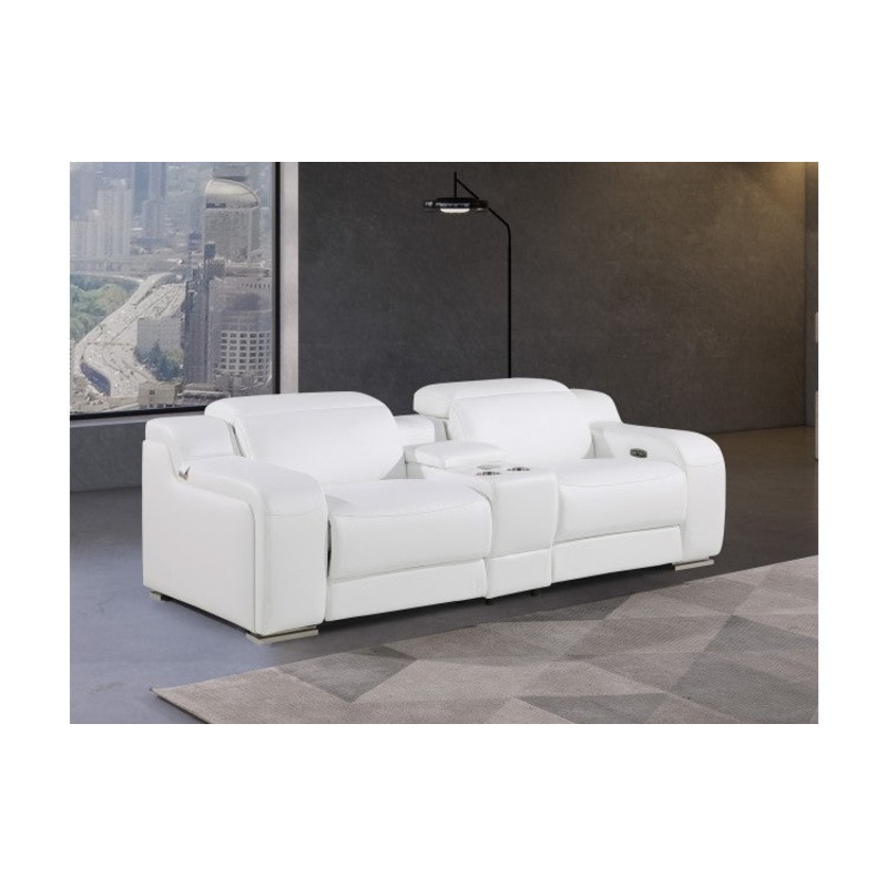 1116 DivanItalia White Modular Power Reclining Loveseat with Power HeadrestModel:  1116-WHITE-3.2-HT