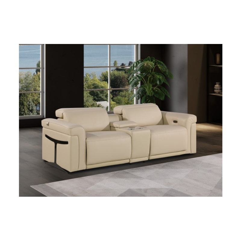 1126 DivanItalia Beige Modular Power Reclining Loveseat with Power HeadrestModel:  1126-BEIGE-3.2-HT