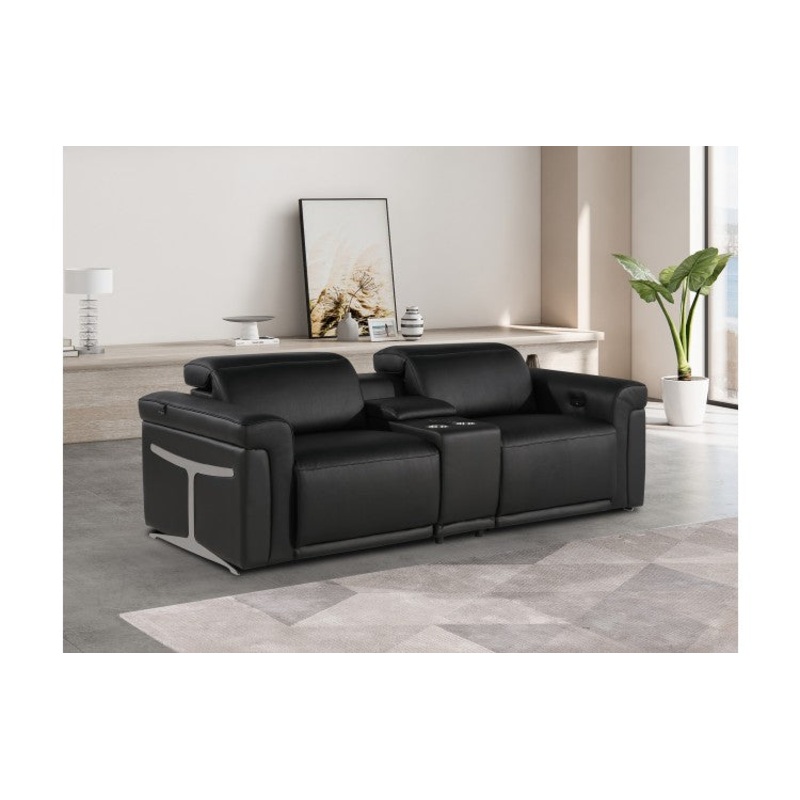 1126 DivanItalia Black Modular Power Reclining Loveseat with Power HeadrestModel:  1126-BLACK-3.2-HT