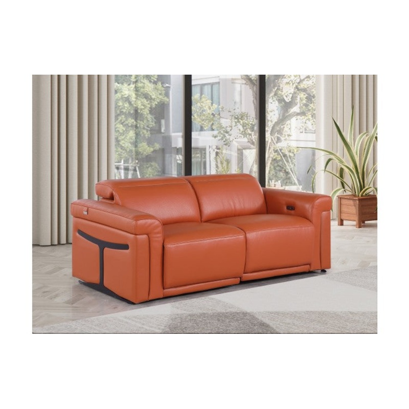 1126 DivanItalia Camel Top Grain Italian Leather Loveseat with Power HeadrestModel:  1126-CAMEL-2.2-HT