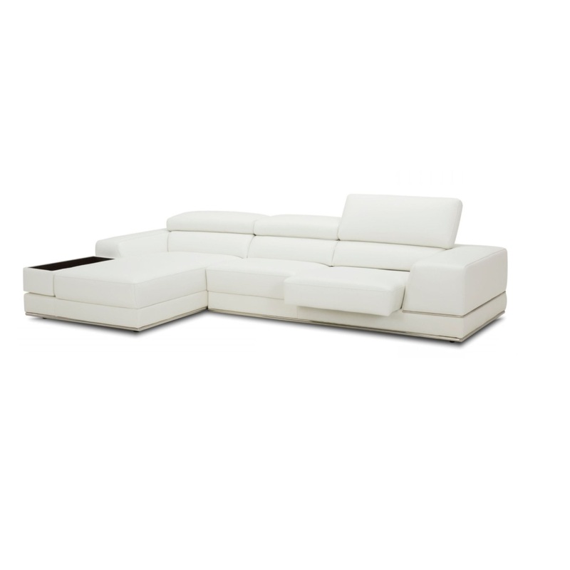 Divani Casa Chrysanthemum Mini Modern White Leather Left Facing Sectional Sofa Model VGKK1576-MINI-WHT-LAF