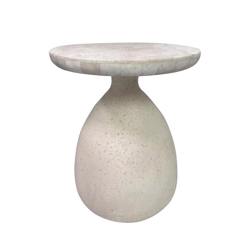 Gina Cream Travertine Side Table Model: TOV-OC68641