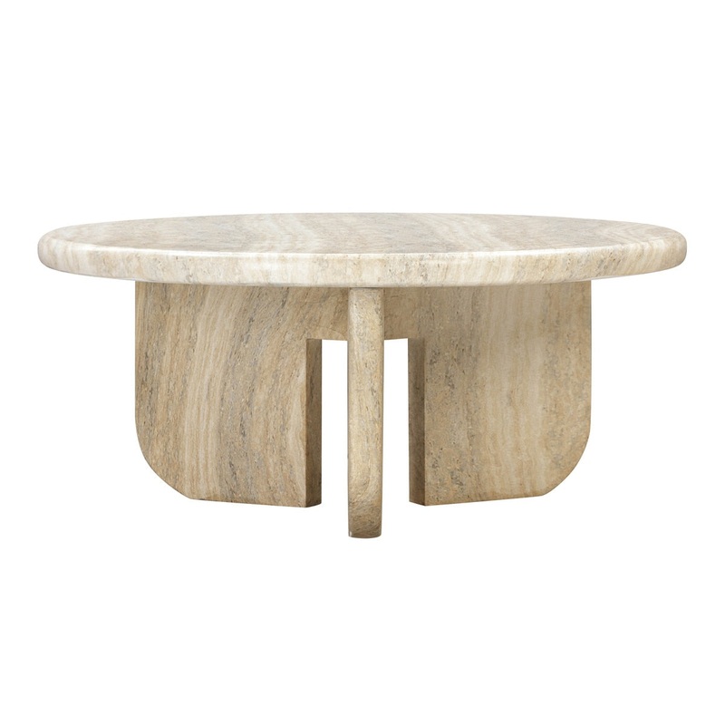 Patrizia Faux Travertine Concrete Indoor / Outdoor Round Coffee Table Model: TOV-OC54246