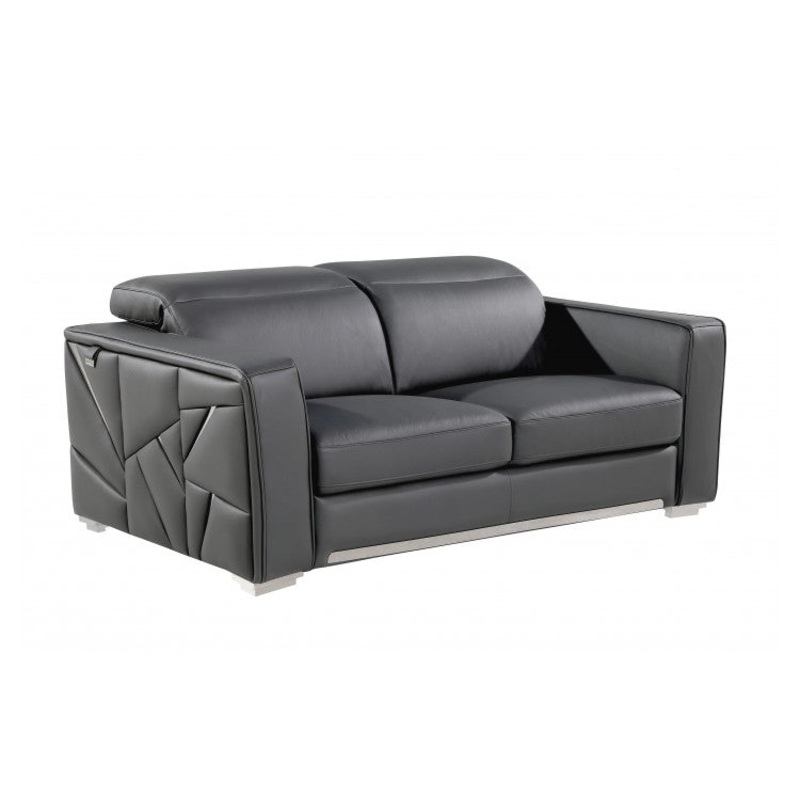 1120 DivanItalia Dark Gray Loveseat  Top Grain Italian LeatherModel:  1120-DK-GREY-L