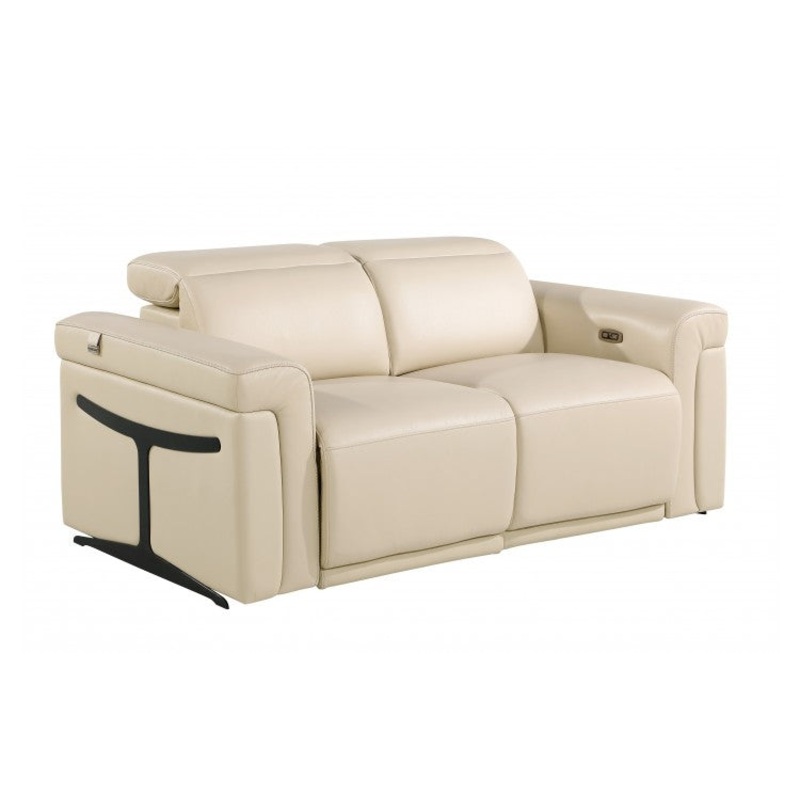 1126 DivanItalia Beige Top Grain Italian Leather Power Reclining Loveseat with Power HeadrestModel:  1126-BEIGE-L