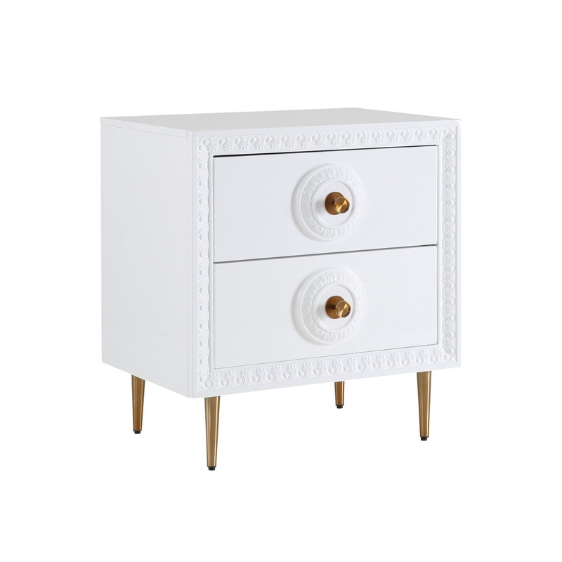 Bovey White Lacquer Side Table Model: TOV-L5525
