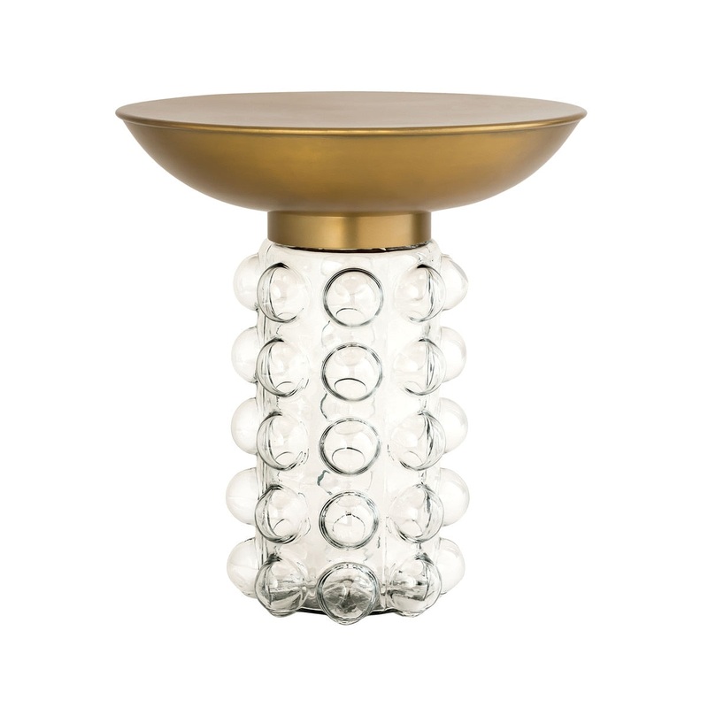 Bubble Glass and Brass Side Table Model: TOV-OC18229