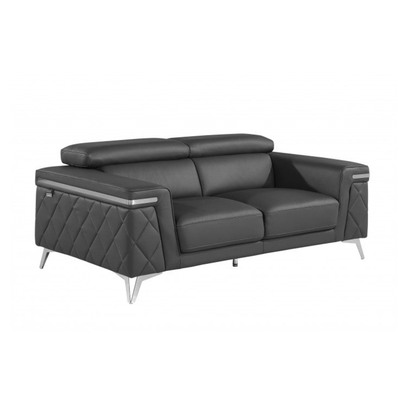 Caviani Top Grain Leather Loveseat Model:  1140-DK-GREY-L