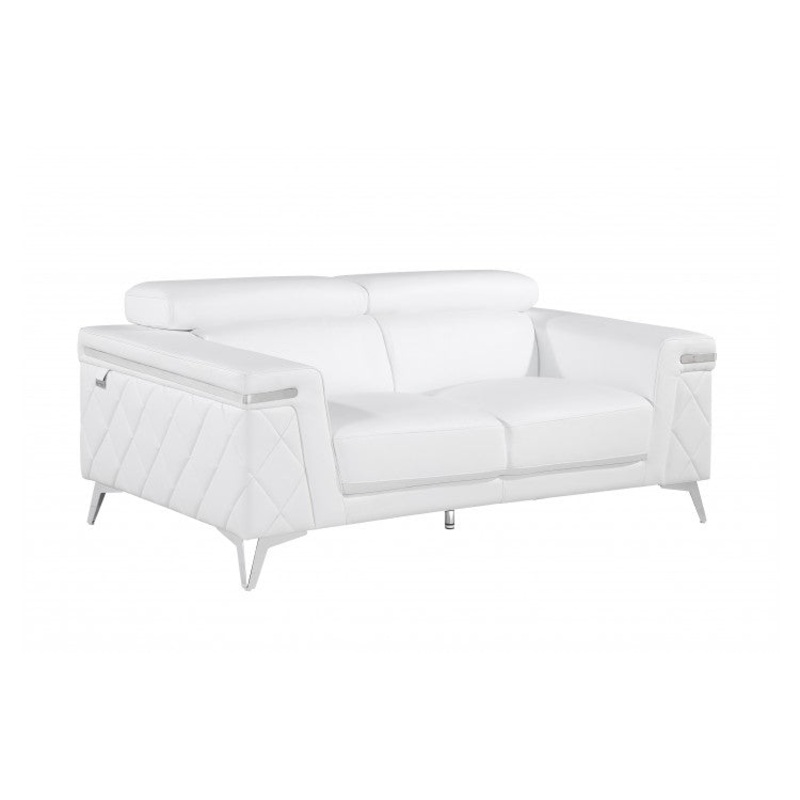 Caviani Top Grain Leather Loveseat Model:  1140-WHITE-L