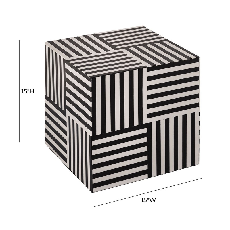 Cube Black and White Side Table Model: TOV-OC18360