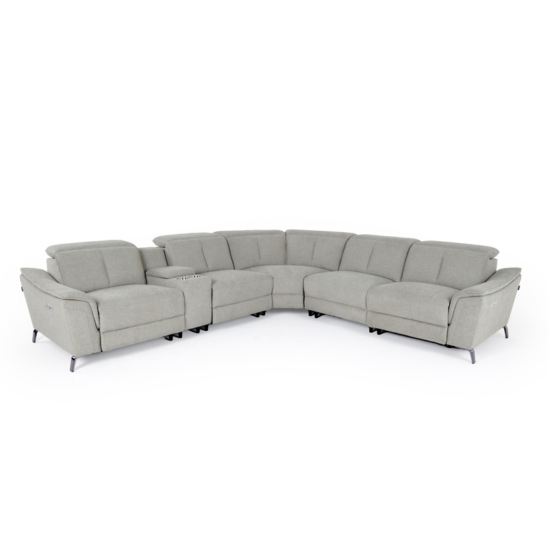 Divani Casa Lloyd Modern Grey Fabric Sectional With Recliners & Console Model VGKMKM510H-SECT-GRY