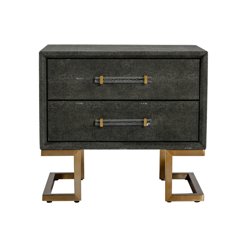 Modrest Howard Modern Shagreen Grey Leatherette & Gold Nightstand Model VGGMBEC-1528-GRY-NS