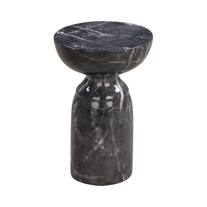 Rue Black Marble Indoor / Outdoor Concrete Round Side Table Model: TOV-OC44040