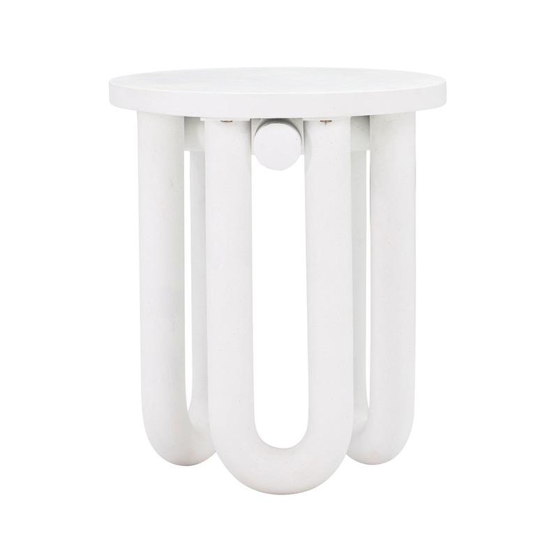Tildy White Concrete Indoor / Outdoor Round Side Table Model: TOV-OC44176