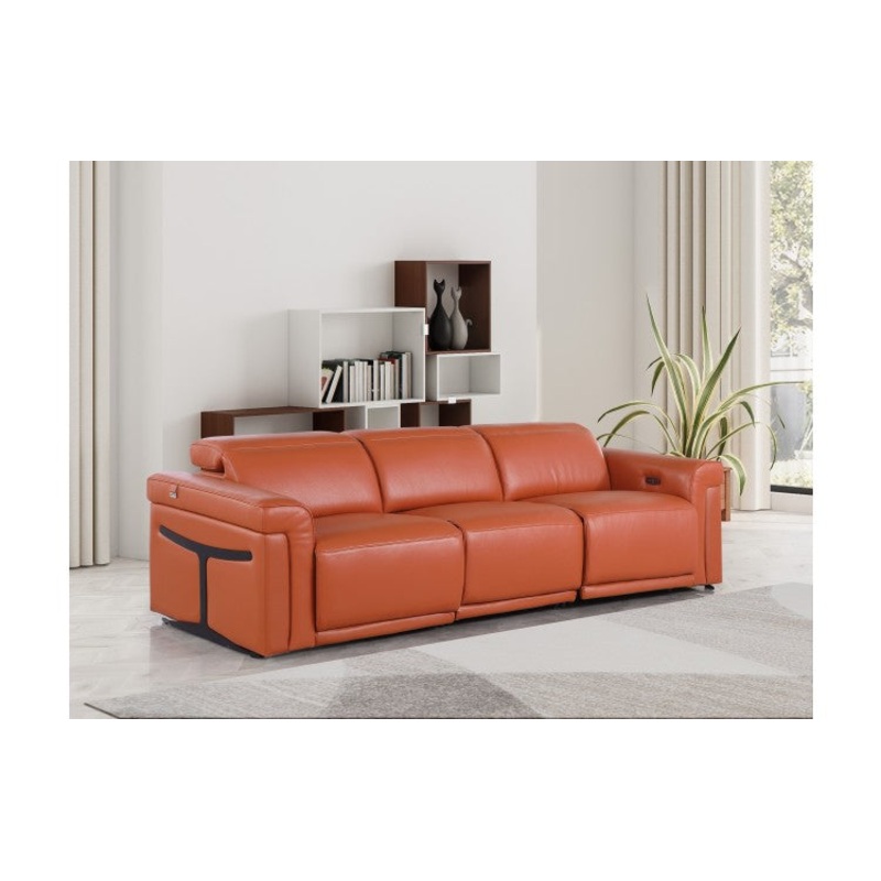 1126 DivanItalia Camel Top Grain Italian Leather Power Reclining Sofa with Dual Recliners and Power HeadrestsModel:  1126-CAMEL-3.2-S-HT