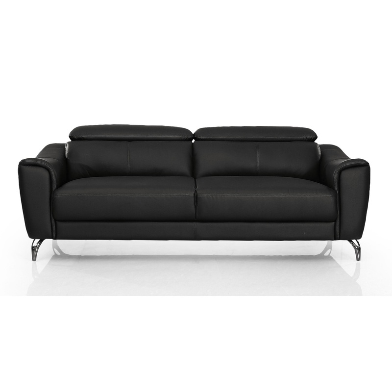 Divani Casa Danis Modern Black Leather Sofa Model VGBNS-1803-BLK-S