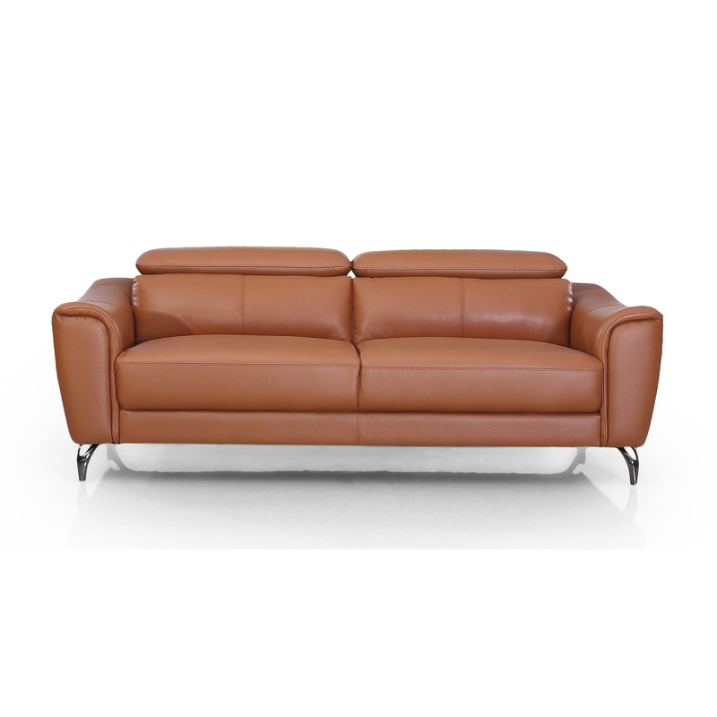 Divani Casa Danis Modern Cognac Leather Brown Sofa Model VGBNS-1803-BRN-S