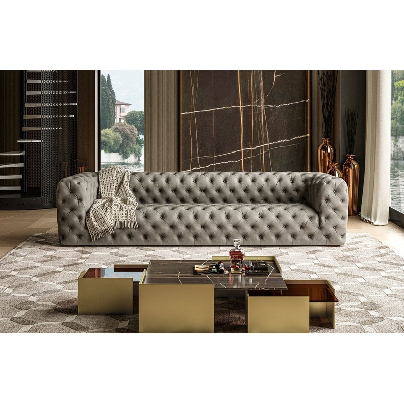 Lamod Italia Ellington Italian Grey Leather 4 Seater Sofa Model VGCCRIALTO-GRY-S