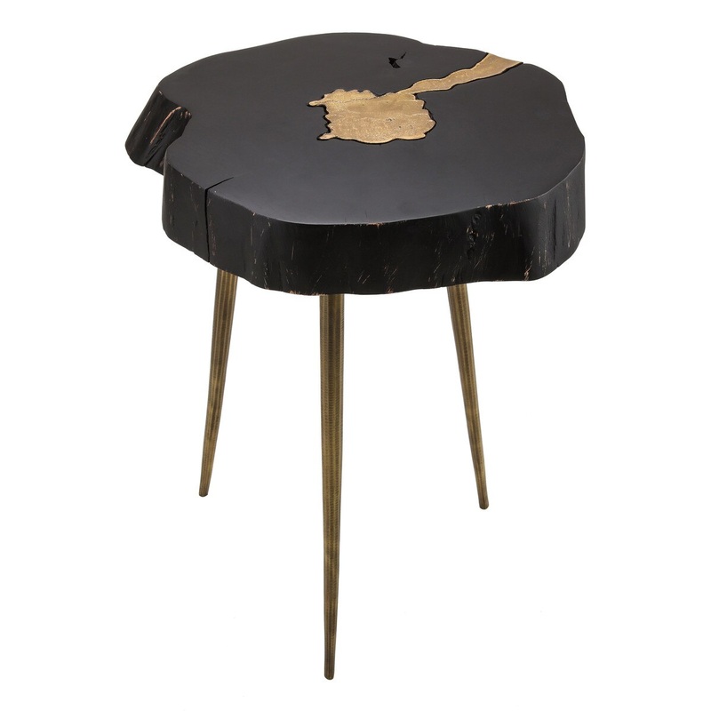 Timber Black and Brass Side Table Model: TOV-OC18169