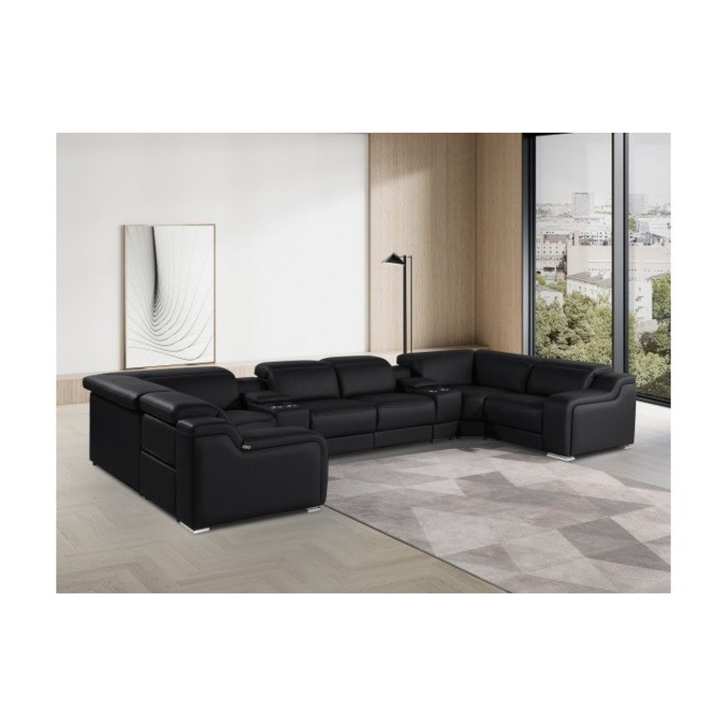 1116 DivanItalia Black 8-Piece Sectional with 4 Power Recliners and Power HeadrestsModel:  1116-BLACK-8PC-4PWR-U-SECTIONAL-GROUP