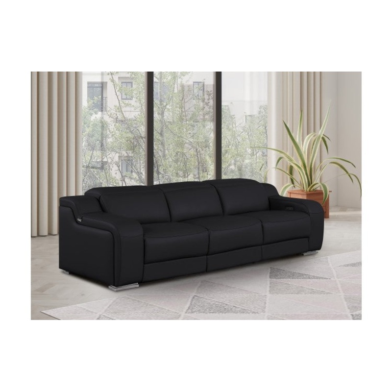 1116 DivanItalia Black Modular 3-Power Reclining Sofa with Power HeadrestModel:  1116-BLACK-3.3-HT