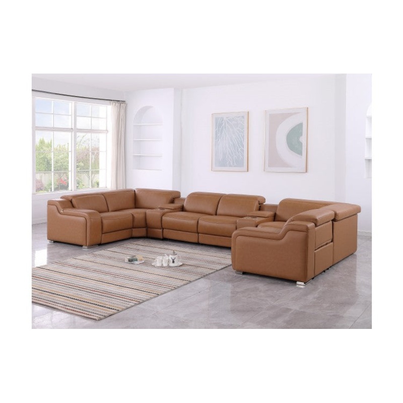1116 DivanItalia Cognac 8-Piece Sectional with 4 Power Recliners and Power HeadrestsModel:  1116-COGNAC-8PC-4PWR-U-SECTIONAL-GROUP