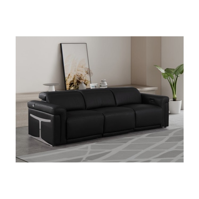 1126 DivanItalia Black Modular 3-Power Reclining Sofa with Power HeadrestModel:  1126-BLACK-3.3-HT